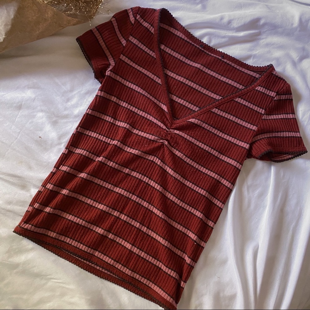 striped slim fitting crop top